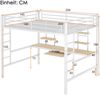 Hochbett mit Schreibtisch, Regal, Rausfallschutz und Lattenrost, 140x200 cm, Metallbett, Kinderbett, Jugendbett Bild 4