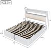 Merax Doppelbett 180 x 200 Polsterbett mit hydraulischem Hubmechanismus, USB, gepolstertem Kopfteil, Retro-Holz- und Metalldesign, versteckte Stauraumschicht, Weiß Bild 4