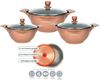 Kochtopf Kasserolle Topf Set 6-tlg mit Glasdeckel Cheffinger kupfer LC-01 Bild 2
