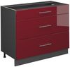 Küchenunterschrank Fame-Line Bordeaux Hochglanz/Anthrazit 100 cm ohne Arbeitsplatte Vicco Bild 1
