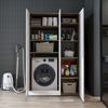 Roomart Waschmaschinenschrank - DORA-II- 115 cm breit - Wasch- & Trocknerschrank mit Türen & Ausziehbrett, Waschmaschinen-Überbau für Waschküche & Hauswirtschaftsraum • Weiß-Eiche Bild 5