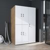 Roomart Waschmaschinenschrank - DORA-II- 115 cm breit - Wasch- & Trocknerschrank mit Türen & Ausziehbrett, Waschmaschinen-Überbau für Waschküche & Hauswirtschaftsraum • Weiß-Eiche Bild 2