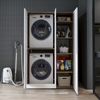 Roomart Waschmaschinenschrank - DORA-II- 115 cm breit - Wasch- & Trocknerschrank mit Türen & Ausziehbrett, Waschmaschinen-Überbau für Waschküche & Hauswirtschaftsraum • Weiß-Eiche Bild 4