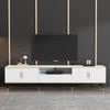 TV-Schrank 200 x 40 x 46 cm aus Spanplatte in Weiß mit Marmoroptik, 2 Türen & Schublade Bild 2