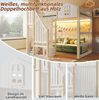 Bett 140x200 cm Hochbett mit LED-Beleuchtung und Stauraum, Weiß/Natur mit Gaze und Ablageleiter Bild 5