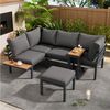 Flieks Gartenlounge-Set, 5-Sitzer Gartenmöbel Sofa &Beistelltisch &Hocker (kann als Couchtisch) Bild 2