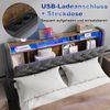Polsterbett 140x190 cm, Grau, Holland-Velours, LED, USB-C, hydraulischer Stauraum (ohne Matratze) Bild 5
