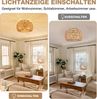 MUPOO Deckenleuchte Boho Deckenleuchte mit Rattan Lampenschirm,Rattan Deckenlampe Hängend, LED fest integriert, E27 Vintage Industrielle Deckenlampe mit 3 Glühbirnen,für Wohnzimmer Bild 4