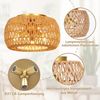 MUPOO Deckenleuchte Boho Deckenleuchte mit Rattan Lampenschirm,Rattan Deckenlampe Hängend, LED fest integriert, E27 Vintage Industrielle Deckenlampe mit 3 Glühbirnen,für Wohnzimmer Bild 2