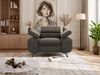 Einzelsessel, Polstersessel PETER mit verstellbaren Armlehnen und Kopfstütze, 1-Sitzer Sofa, Ohrensessel, Wellenfeder - Dunkelgrau Velvet Bild 4