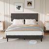 ADWOLT Polsterbett Doppelbett mit Kopfteil und Bettgestell (Packung, 1-tlg, Jugendbett), 160x200 cm,Die Höhe des Kopfteils ist verstellbar,Leinenstoff – Grau Bild 3