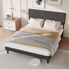 ADWOLT Polsterbett Doppelbett mit Kopfteil und Bettgestell (Packung, 1-tlg, Jugendbett), 160x200 cm,Die Höhe des Kopfteils ist verstellbar,Leinenstoff – Grau Bild 2