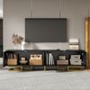 TV-Schrank, Lowboard mit strukturierten Türen, TV-Möbel, goldene Griffe und goldene Beine Bild 5