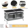 WOLTU faltbar Campingschrank Alu Campingtisch Höhenverstellbar mit Stauraum, Outdoor Campingmöbel Klapptisch Gartentisch für Picknick Strand im Freien, Schwarz+Grau, CPT8139szg Bild 4