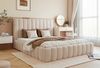 Goldstoff Polsterbett Luxuriöses Schlafzimmerbett IMPERIA mit elegantem Kopfteil & Stauraum (120–200x200 cm, Kopfteilhöhe: 90/110 cm, Seitenhöhe: 30 cm), Luxuriöses Bettgestell mit großem Stauraum und modernem Design Bild 5