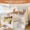 Etagenbett mit 2 Liegeflächen, Stauraum und Rausfallschutz, 90x200cm/140x200cm, Treppe mit Regal, Kinderbett, Jugendbett, Kiefer Bild 4