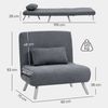 HOMCOM Schlafsofa mit verstellbarer Rückenlehne, abnehmbar Kissen, Samtoptik, 3-in-1 Schlafsessel 1 Teile, bis 120 kg, für Wohnzimmer, Schlafzimmer Dunkelgrau Bild 3
