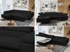 Mks Möbel 'Peter L-form' Ecksofa mit Bettfunktion, Bettkasten & einstellbaren Kopfstützen, Schwarz, Boucle, mit Topper, links Bild 2