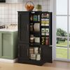 Hochschrank LED-Beleuchtung MDF Küchen- Schrank Stauraum Aufbewahrung minimalistisch Wohnzimmer,Schwarz Bild 5