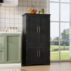 Hochschrank LED-Beleuchtung MDF Küchen- Schrank Stauraum Aufbewahrung minimalistisch Wohnzimmer,Schwarz Bild 3