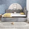 Flieks Polsterbett, Daybett L-Form 90x200cm mit Kronen-Design und Ausziehbett 90x190cm Bild 4