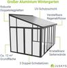 Juskys Wintergarten 12 m² - mit kristallklaren Wänden, Doppel-Schiebetüren & UV-Schutz - wasserdicht & winterfeste Überdachung aus Aluminium - Dunkelgrau Bild 3