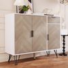 Merax Moderner Aufbewahrungsschrank, Sideboard in Weiß und Holzoptik mit Schublade und höhenverstellbaren Einlegeböden (90 x 30 x 71,5 cm) Bild 3
