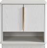 Schuhschrank B 60 x T 40 x H 61 cm aus MDF in Weiß-Holzoptik mit 2 Türen, offenem Fach Bild 3