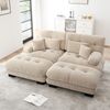 2-Sitzer Sofa H 81 x T 220 x B 145 cm aus Chenille in Hellbraun, modular erweiterbar mit 2 Ottomane Bild 2