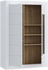 Stauraumvitrine >LEFKADAS< 2 Türen, 7 Böden, Weiss/ Mauvella Eiche Dekor - 101x151,2x41,4cm BxHxT Bild 5