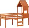 vidaXL Hochbett mit Dach Wachsbraun 90x190 cm Massivholz Kiefer 3282018 Bild 3