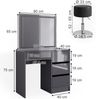 Schminktisch Sherry Anthrazit 90 cm mit LED Spiegel und Hocker Vicco Bild 3