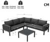 Celya Gartenlounge-Set Gartenlounges Balkon, Gartenmöbel Set für 4-5 Personen, mit Couchtisch, (verzinkter Eisenrahmen, bequeme Gartenmöbel, graue Sitzpolster und Kissen, mit verstellbaren Beinen), Gartenmöbel-Set (4-5 Sitzplätze), 1 Couchtisch aus geh... Bild 2