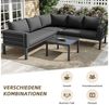 Celya Gartenlounge-Set Gartenlounges Balkon, Gartenmöbel Set für 4-5 Personen, mit Couchtisch, (verzinkter Eisenrahmen, bequeme Gartenmöbel, graue Sitzpolster und Kissen, mit verstellbaren Beinen), Gartenmöbel-Set (4-5 Sitzplätze), 1 Couchtisch aus geh... Bild 4