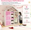 Kinderregal in Hausform mit Kleiderstange Kinder Bücherregal Spielzeugregal mit Regalen Rosa Bild 4