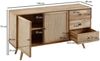 Design Sideboard 140 x 75 x 40 cm Mango Massivholz / Rattan, Kommode 3 Schubladen, Hoher Kommodenschrank Holz Massiv, Standschrank Wohnzimmer, 2 Türfächer Rohrgeflecht Bild 4