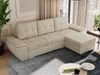 Universelles Ecksofa mit Schlaffunktion, Bettkasten und losen Kissen, gesteppte Sitzfläche - UMBRIA - Beige Velvet Bild 4