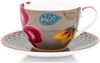 PiP Studio Tasse Blooming Tales Fantasy Khaki Tasse mit Untertasse 0,3l Set2, Porzellan Bild 3
