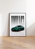Sportwagen Poster Grün · Geschenkidee · Performance Coupé Wandbild · Motorsport Deko Print ohne Rahmen - 21x30cm Bild 4