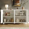 Seitenschrank 120 cm mit cremefarbenen Mustertüren, moderner Aufbewahrungsschrank mit verstellbaren Einlegeböden Bild 2