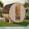 Fasssauna Outdoor mit Elektroofen PIET - für 6 Personen, inkl. Saunazubehör | Außensauna Gartensauna Saunafass | Selbstmontage Bild 3