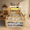 Flieks Kinderbett, Halbhochbett 90x200 cm, Schrank mit Schiebetüren, LED-Leiste & Aufladen Bild 2