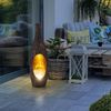 LED Solarleuchte, Rattan Design, Glas Kugel, gold, H 45,5 cm Bild 4