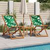 vidaXL Strandstühle 2 Stk. Klappbar Blattmuster Stoff und Massivholz 3214500 Bild 2