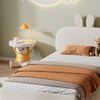 Kinder Polsterbett 90x200 mit Kaninchen-Kopfteil, Samtbezug, stabile Holzlatten, gemütliches Einzelbett für Kinderzimmer, beige Bild 4