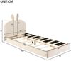 Kinder Polsterbett 90x200 mit Kaninchen-Kopfteil, Samtbezug, stabile Holzlatten, gemütliches Einzelbett für Kinderzimmer, beige Bild 5