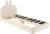 Kinder Polsterbett 90x200 mit Kaninchen-Kopfteil, Samtbezug, stabile Holzlatten, gemütliches Einzelbett für Kinderzimmer, beige Bild 5