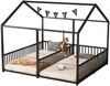 Kinderbett mit 2 Liegeflächen, Lattenrost und Rausfallschutz, 90x200 cm/90x200 cm, Metallbett Bild 5