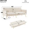 Schlafsofa 183x76x75 cm in Beige, Samtbezug, verstellbare Rückenlehnen und Armlehnen, Schlaffunktion 220x104 cm Bild 5