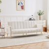 Schlafsofa 183x76x75 cm in Beige, Samtbezug, verstellbare Rückenlehnen und Armlehnen, Schlaffunktion 220x104 cm Bild 3